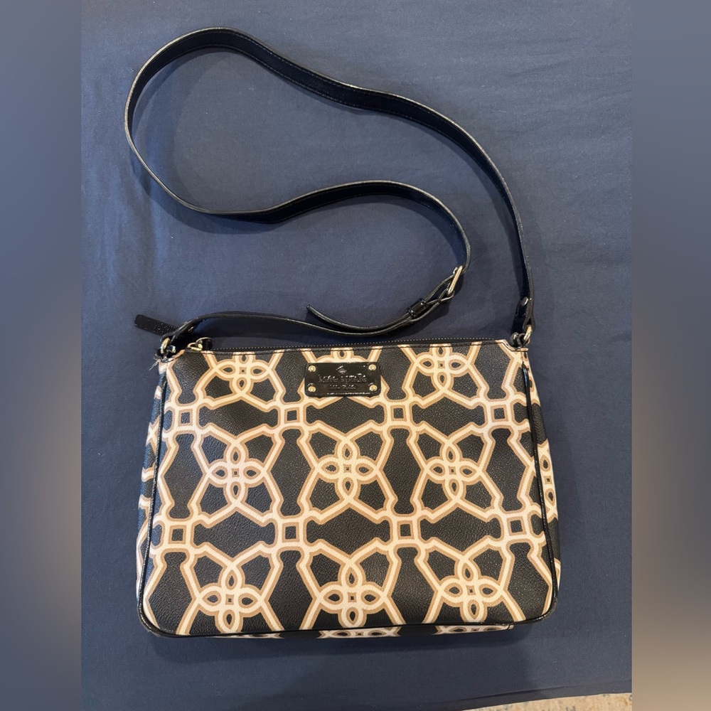 kate spade Black and Cream Geometric Crossbody Bag